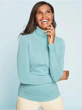 Talbots Teal Turtleneck Lightweight Long Sleeve Sweater Women's Size L Petites !
